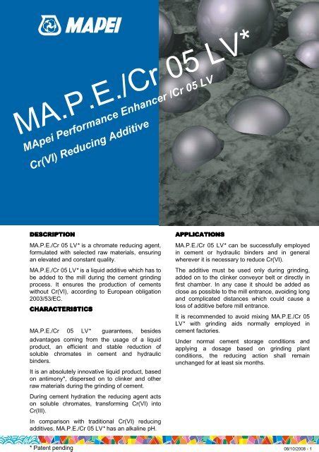 ma.p.e cr 05 lv|MApei Performance Enhancer/Cr 05 Cr(VI) Reducing Additive.